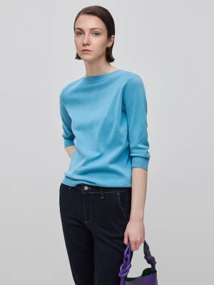 Benetton, Powder Blue Sweater With Boat Neck, Size: XS, Light Blue, Women United Colors of Benetton