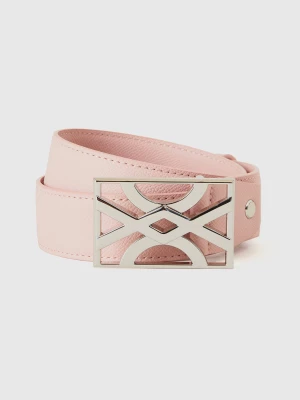 Benetton, Powder Pink Belt With Logo Buckle, size L, Soft Pink, Women United Colors of Benetton