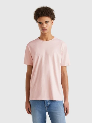 Benetton, Powder Pink Slub Cotton T-shirt, size XS, Soft Pink, Men United Colors of Benetton