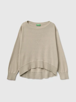 Benetton, Premium Cotton Oversized Sweater, Size: XS, Beige, Women United Colors of Benetton