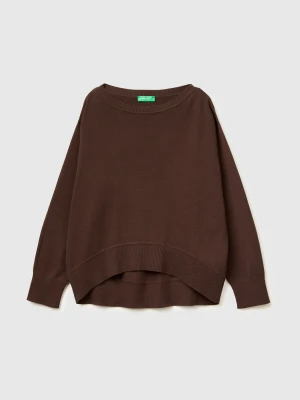 Benetton, Premium Cotton Oversized Sweater, Size: XS, Brown, Women United Colors of Benetton