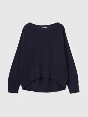 Benetton, Premium Cotton Oversized Sweater, Size: XS, Dark Blue, Women United Colors of Benetton