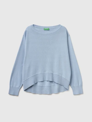 Benetton, Premium Cotton Oversized Sweater, Size: XS, Light Blue, Women United Colors of Benetton