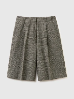 Benetton, Prince Of Wales Bermudas, Gray, Women United Colors of Benetton
