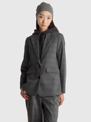 Benetton, Prince Of Wales Blazer, Dark Gray, Women United Colors of Benetton
