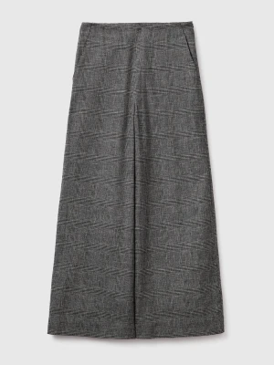 Benetton, Prince Of Wales Palazzo Trousers, Gray, Women United Colors of Benetton
