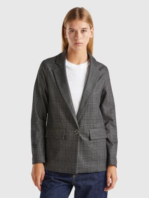 Benetton, Prince Of Wales Unlined Blazer, size , Dark Gray, Women United Colors of Benetton