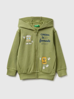 Benetton, Printed Hoodie, Size: 116, Military Green, Kids United Colors of Benetton