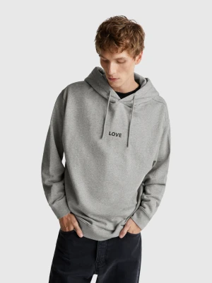 Benetton, Printed Hoodie, Size: XL, Gray, Men United Colors of Benetton