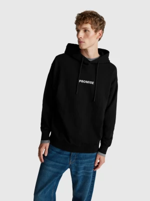 Benetton, Printed Hoodie, size XS, Black, Men United Colors of Benetton