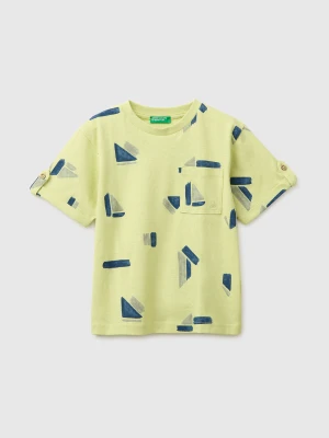 Benetton, Printed Linen Blend T-shirt, Size: 116, Lime, Kids United Colors of Benetton