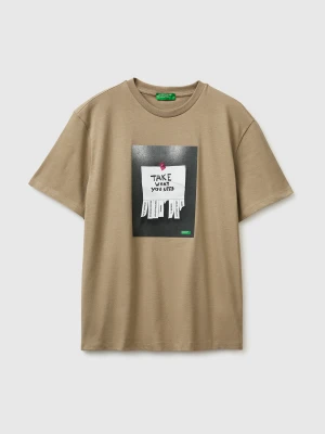 Benetton, Printed T-shirt, Size: XS, Bright Blue, Men United Colors of Benetton