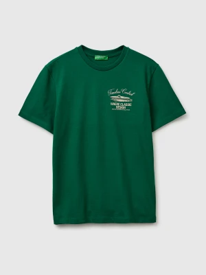 Benetton, Printed T-shirt, Size: M, Green, Men United Colors of Benetton