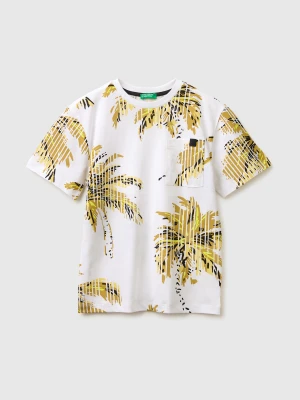 Benetton, Printed T-shirt With Pocket, Size: XL, White, Kids United Colors of Benetton
