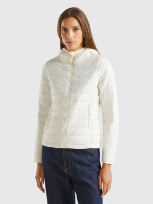 Benetton, Puffer Jacket With Recycled Wadding, size L, Creamy White, Women United Colors of Benetton