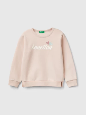 Benetton, Pullover Sweatshirt With Glittery Print, size 116, Soft Pink, Kids United Colors of Benetton