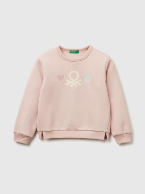 Zdjęcie produktu Benetton, Pullover Sweatshirt With Glittery Print, Size: 116, Soft Pink, Kids United Colors of Benetton