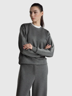 Benetton, Pullover Sweatshirt With Stripes, Size: S, Gray, Women United Colors of Benetton