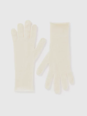 Benetton, Pure Cashmere Gloves, size OS, Creamy White, Women United Colors of Benetton