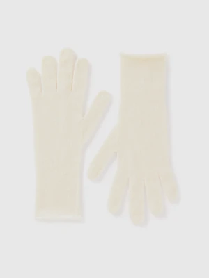 Benetton, Pure Cashmere Gloves, size OS, Creamy White, Women United Colors of Benetton