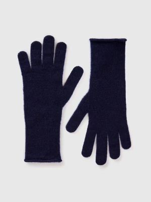 Benetton, Pure Cashmere Gloves, size OS, Dark Blue, Women United Colors of Benetton