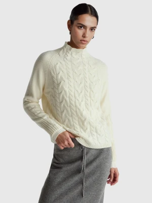 Benetton, Pure Cashmere Turtleneck Sweater, Size: XS, Creamy White, Women United Colors of Benetton