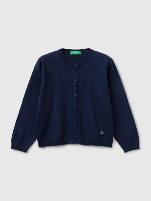 Benetton, Pure Cotton Crew Neck Cardigan, size 116, Dark Blue, Kids United Colors of Benetton