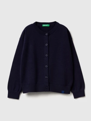 Benetton, Pure Cotton Crew Neck Cardigan, size 116, Dark Blue, Kids United Colors of Benetton