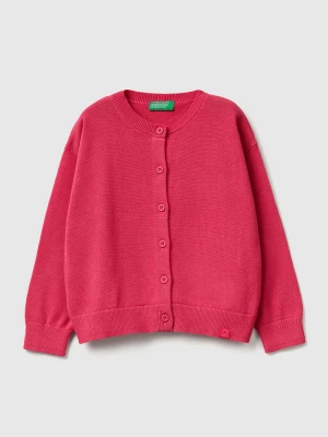 Benetton, Pure Cotton Crew Neck Cardigan, Size: 116, Fuchsia, Kids United Colors of Benetton
