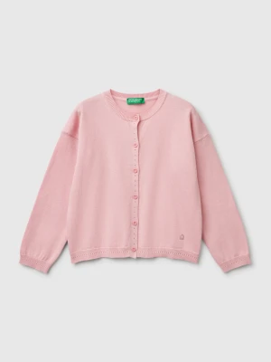 Benetton, Pure Cotton Crew Neck Cardigan, size 116, Pink, Kids United Colors of Benetton