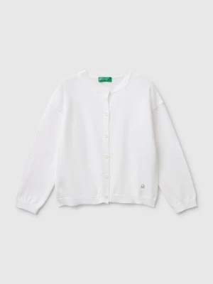 Benetton, Pure Cotton Crew Neck Cardigan, size 116, White, Kids United Colors of Benetton