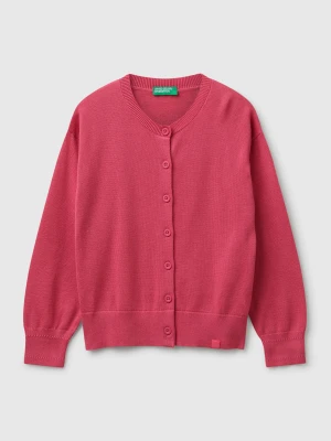Benetton, Pure Cotton Crew Neck Cardigan, Size: M, Fuchsia, Kids United Colors of Benetton