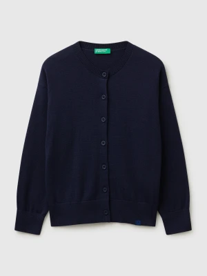 Benetton, Pure Cotton Crew Neck Cardigan, Size: S, Dark Blue, Kids United Colors of Benetton