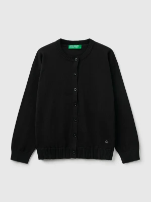 Benetton, Pure Cotton Crew Neck Cardigan, size XL, Black, Kids United Colors of Benetton