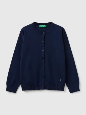 Benetton, Pure Cotton Crew Neck Cardigan, size XL, Dark Blue, Kids United Colors of Benetton