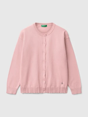 Benetton, Pure Cotton Crew Neck Cardigan, size XL, Pink, Kids United Colors of Benetton