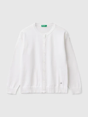 Benetton, Pure Cotton Crew Neck Cardigan, size XL, White, Kids United Colors of Benetton