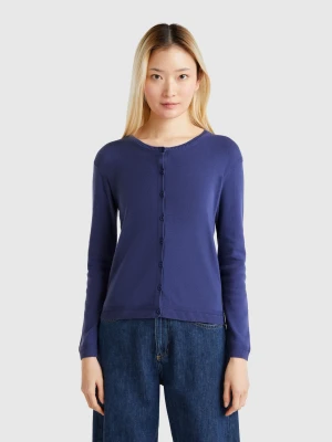 Benetton, Pure Cotton Crew Neck Cardigan, size XXS, Blue, Women United Colors of Benetton