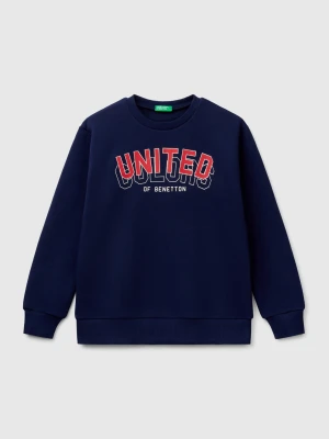 Benetton, Pure Cotton Sweatshirt With Print, size XL, Dark Blue, Kids United Colors of Benetton