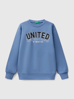 Benetton, Pure Cotton Sweatshirt With Print, size XL, Light Blue, Kids United Colors of Benetton