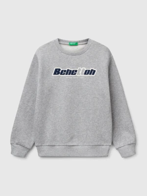 Benetton, Pure Cotton Sweatshirt With Print, size XL, Light Gray, Kids United Colors of Benetton
