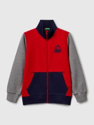 Benetton, Pure Cotton Sweatshirt With Zipper, size XL, Red, Kids United Colors of Benetton