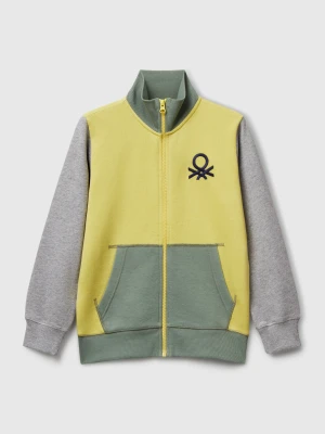 Benetton, Pure Cotton Sweatshirt With Zipper, size XL, Yellow, Kids United Colors of Benetton