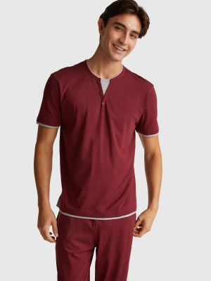 Benetton, Pure Cotton T-shirt, Size: XL, Burgundy, Men United Colors of Benetton