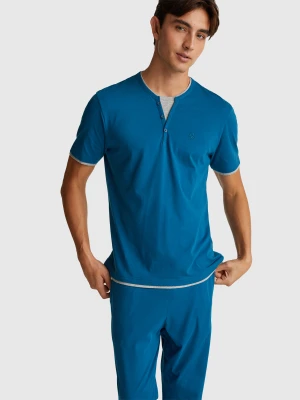 Benetton, Pure Cotton T-shirt, Size: XL, Teal, Men United Colors of Benetton