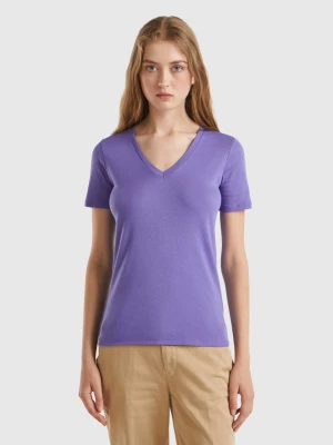 Benetton, Pure Cotton T-shirt With V-neck, size L, , Women United Colors of Benetton