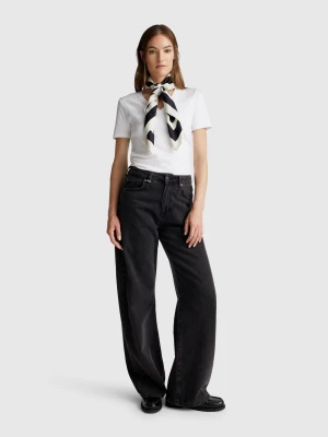 Benetton, Pure Cotton T-shirt With V-neck, Size: XXS, White, Women United Colors of Benetton