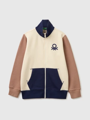 Benetton, Pure Cotton Zip-up Sweatshirt, Size: L, Beige, Kids United Colors of Benetton