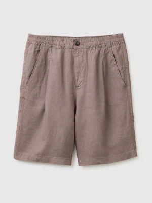 Benetton, Pure Linen Bermuda Shorts, Size: 52, Brown, Men United Colors of Benetton