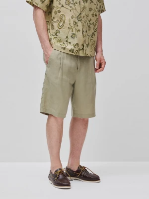 Benetton, Pure Linen Bermuda Shorts, Size: 52, Light Green, Men United Colors of Benetton